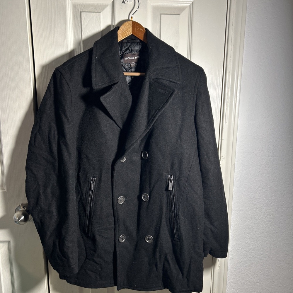 Michael Kors Lined Pea Coat for Women, Wool, Black Size M